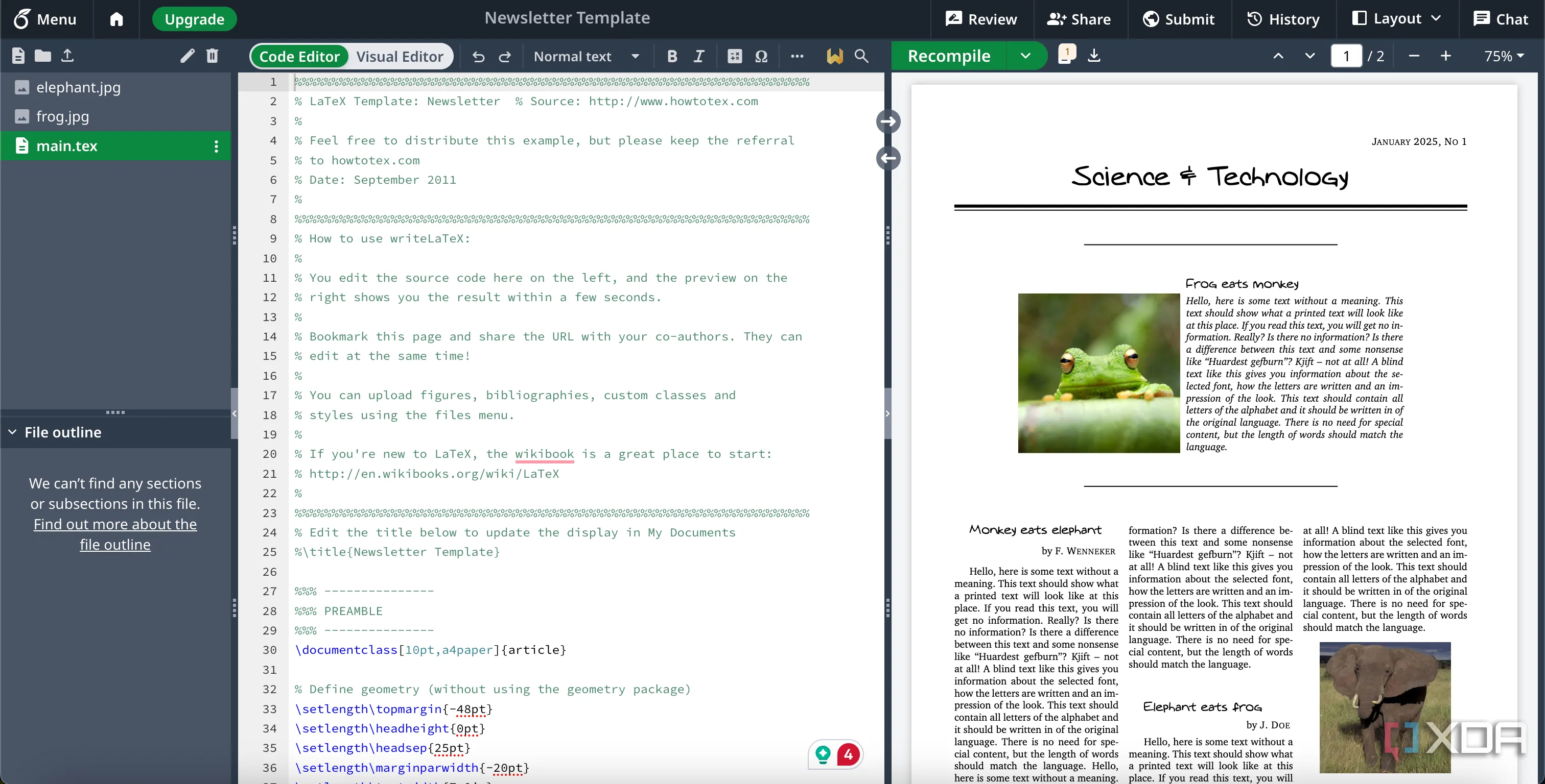 Thiết kế mẫu bản tin email ấn tượng trên Overleaf với bố cục linh hoạt