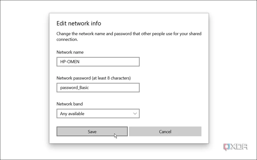 Thiết lập tên mạng và mật khẩu cho điểm phát sóng Wi-Fi trên Windows 10