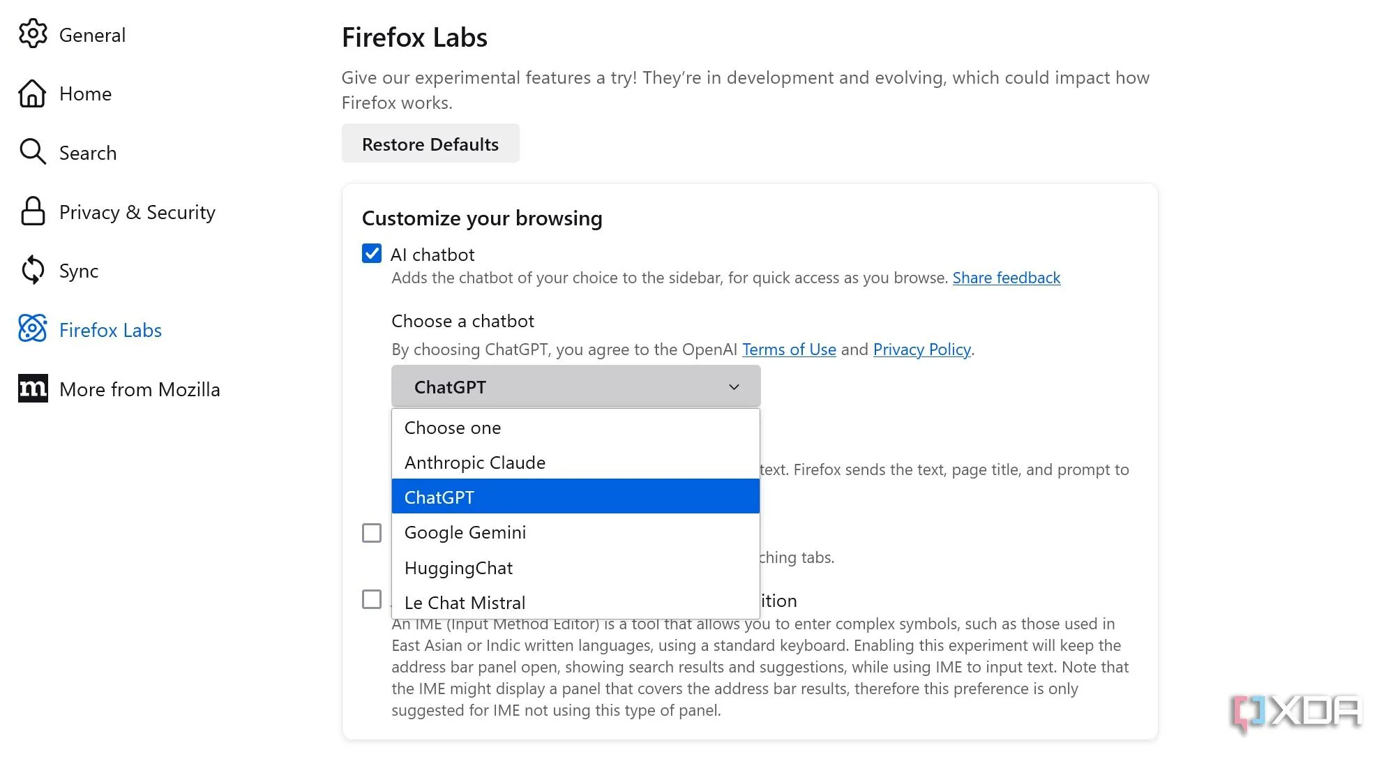 Tích hợp chatbot AI đa dạng trên thanh bên của trình duyệt Firefox