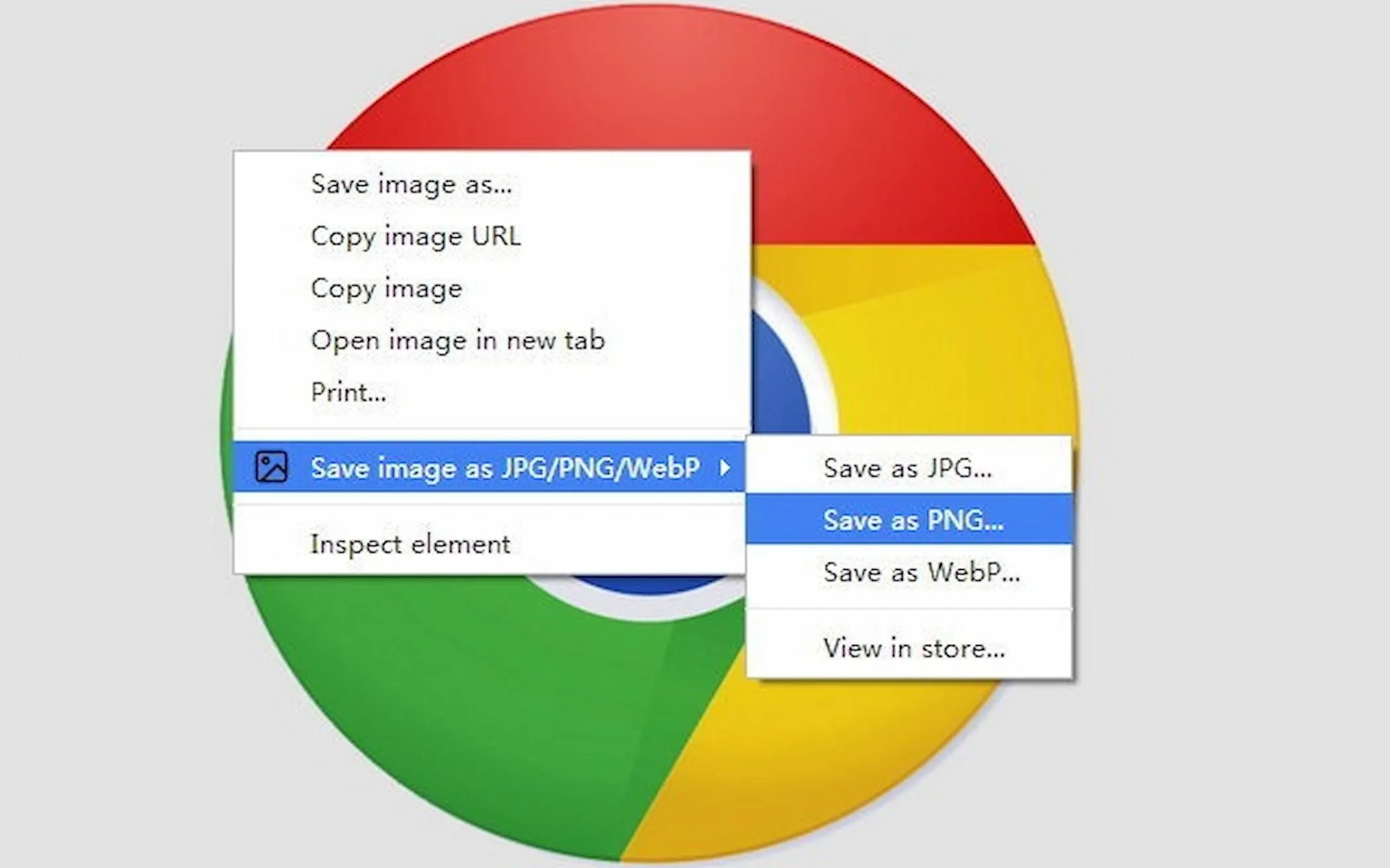 Tiện ích Save image as Type đang hoạt động trên trình duyệt Chrome, cho phép người dùng chọn định dạng ảnh khi tải xuống.