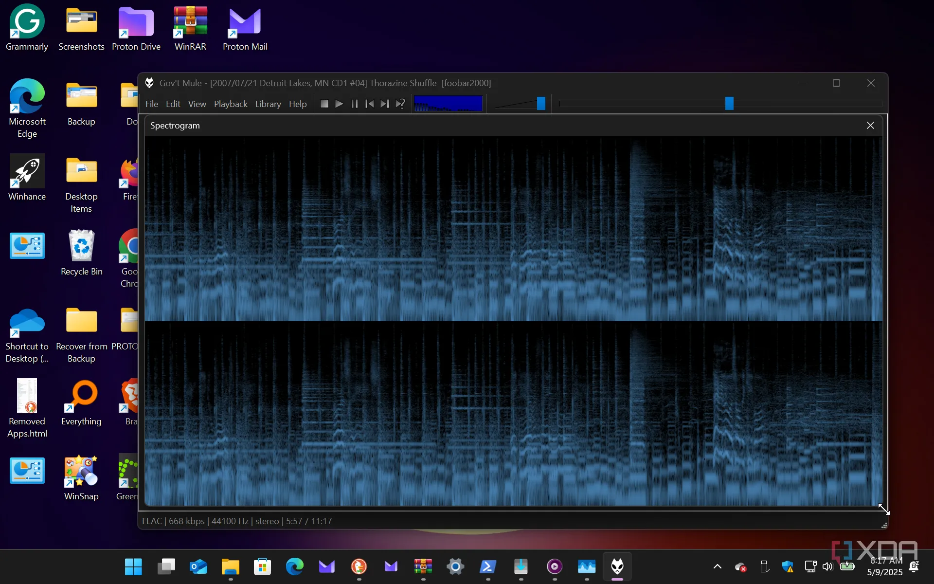 Tính năng hiển thị hiệu ứng âm thanh (visualization) trong Foobar2000, tạo trải nghiệm nghe nhạc sống động và riêng tư