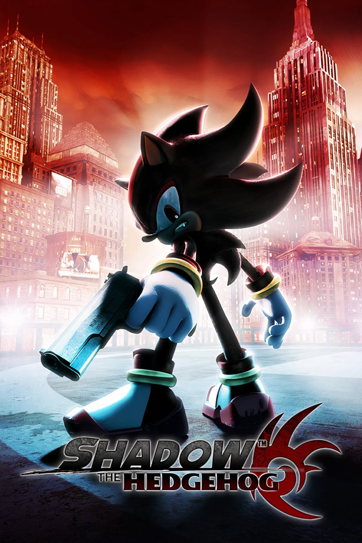 Tổ hợp hình ảnh từ game Shadow the Hedgehog, thể hiện bối cảnh và nhân vật chính