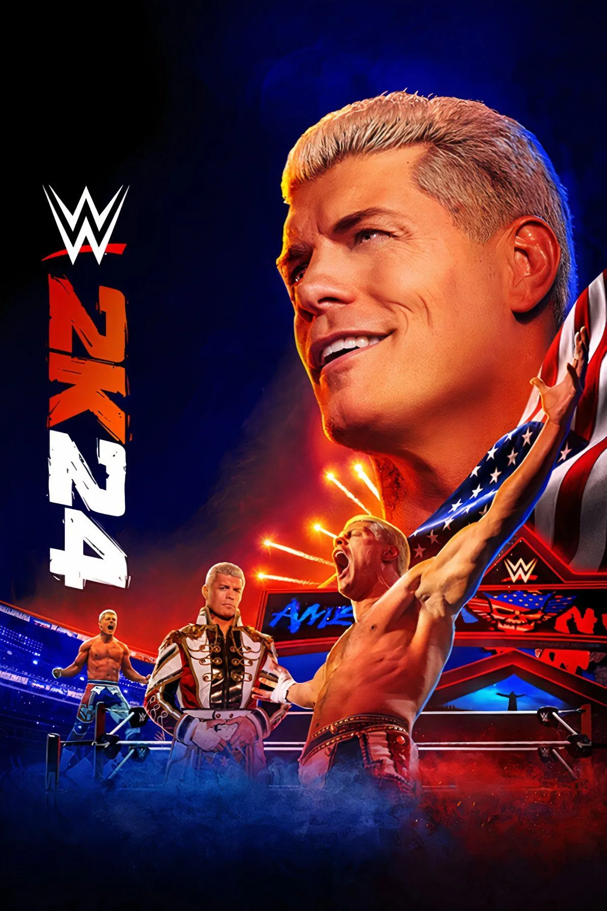 Trận đấu đấu vật sôi động trong WWE 2K24, thể hiện đồ họa và vật lý được cải tiến