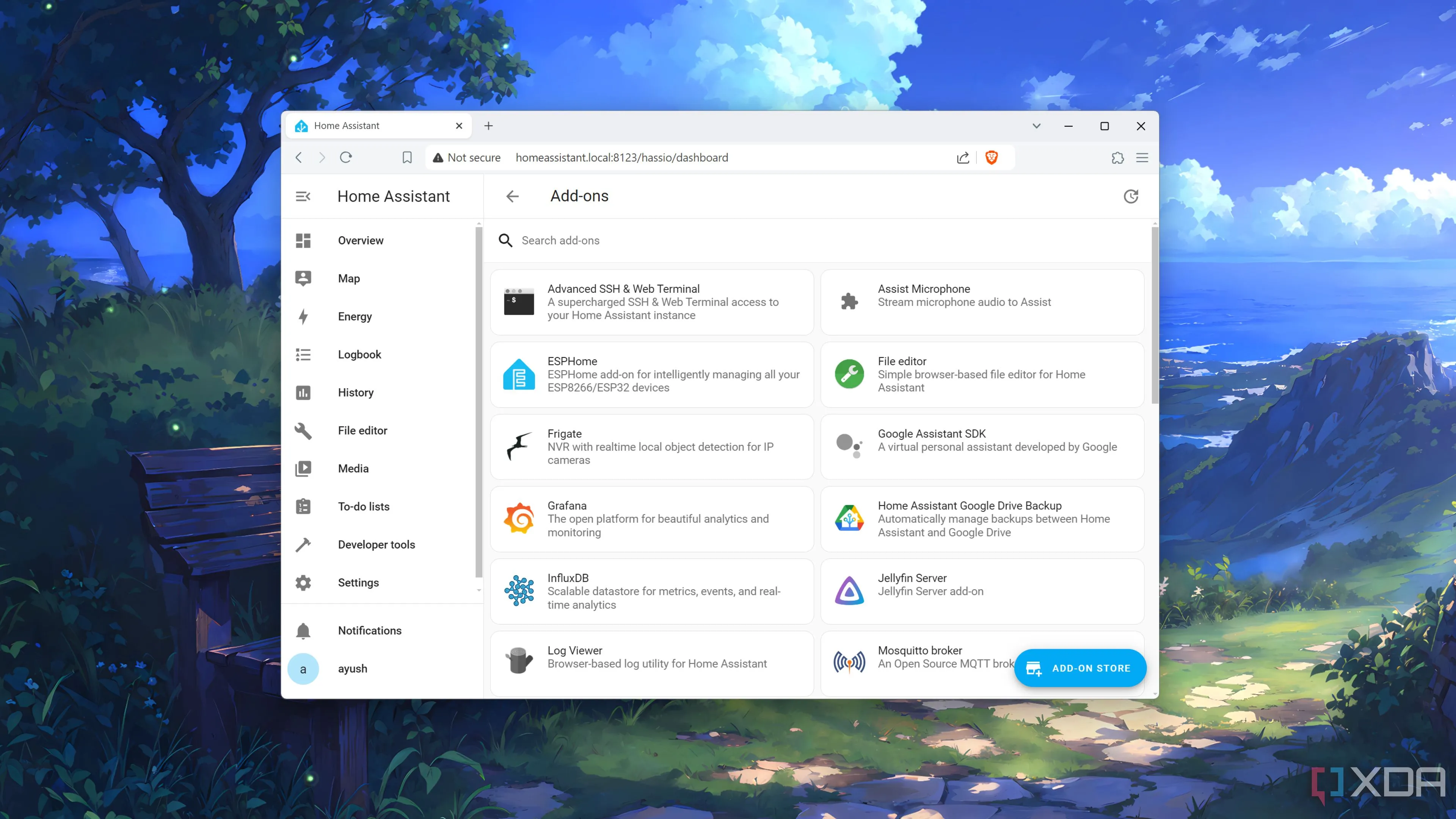 Trang quản lý Add-ons trong Home Assistant hiển thị các tiện ích bổ sung đã cài đặt