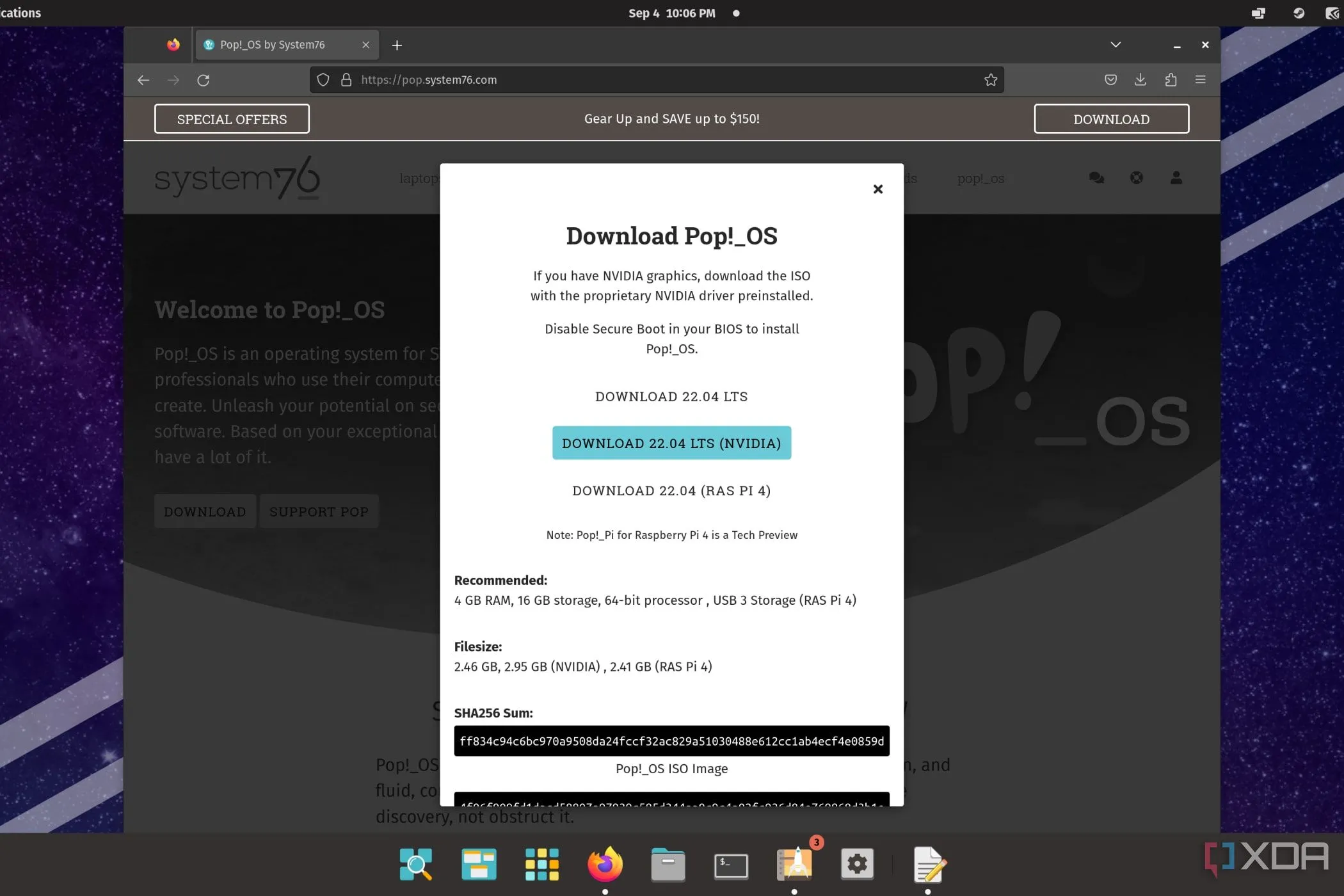 Trang tải xuống Pop!_OS phiên bản 22.04 LTS, với tùy chọn cài đặt sẵn driver Nvidia, thân thiện cho người dùng mới