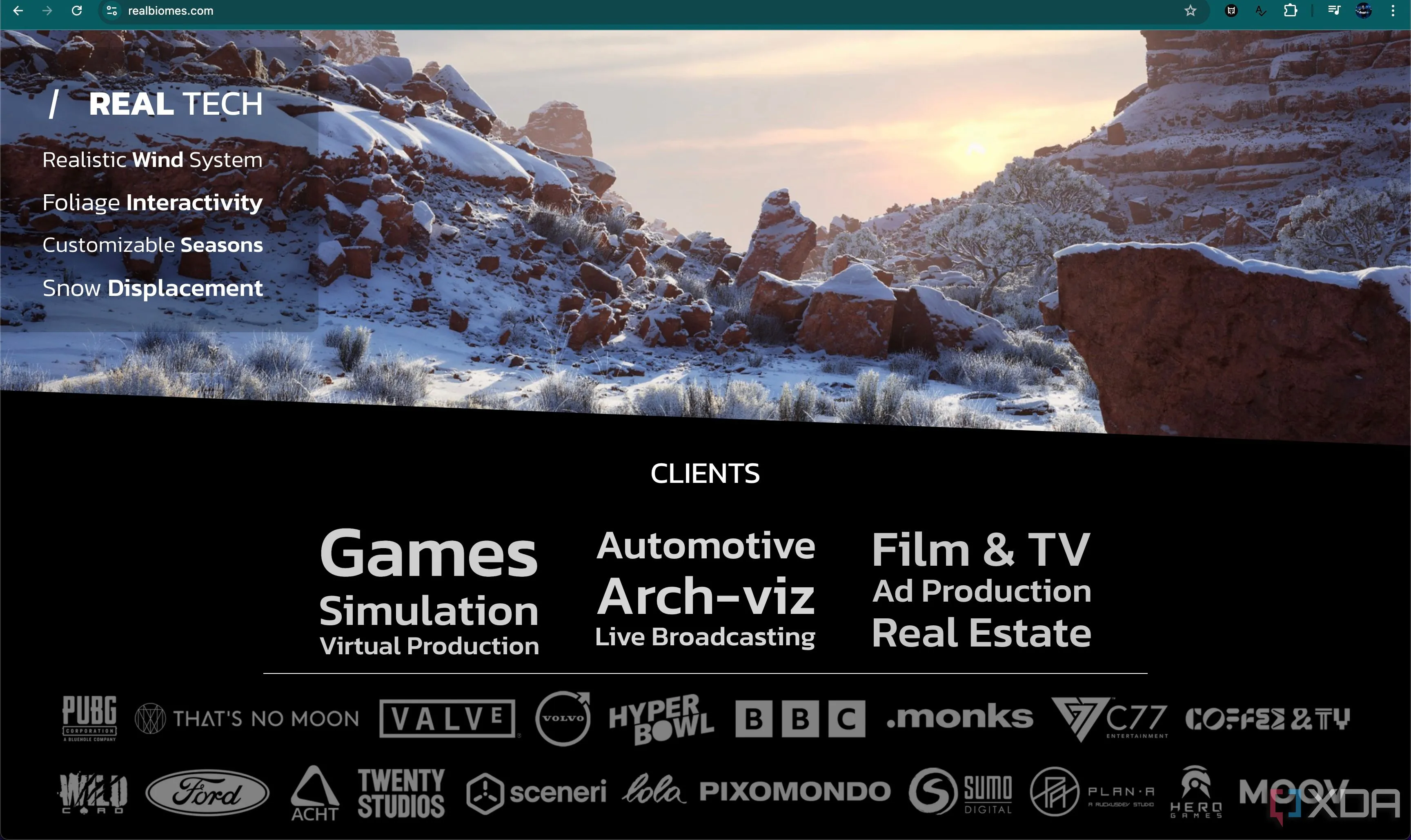 Trang web của RealBiomes liệt kê Valve là khách hàng, gợi ý khả năng phát triển môi trường game Half-Life 3