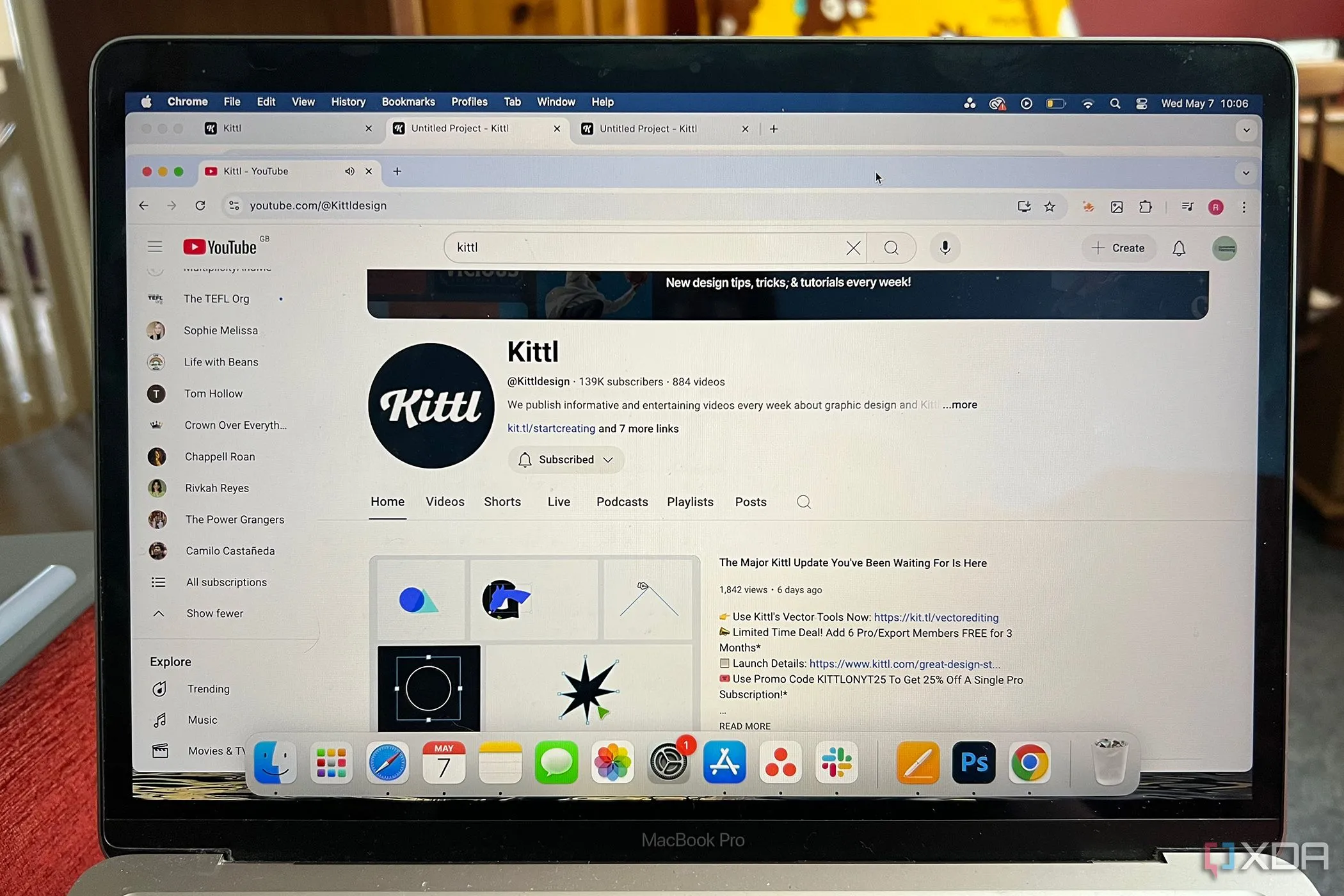 Trang YouTube chính thức của Kittl với các video hướng dẫn và podcast