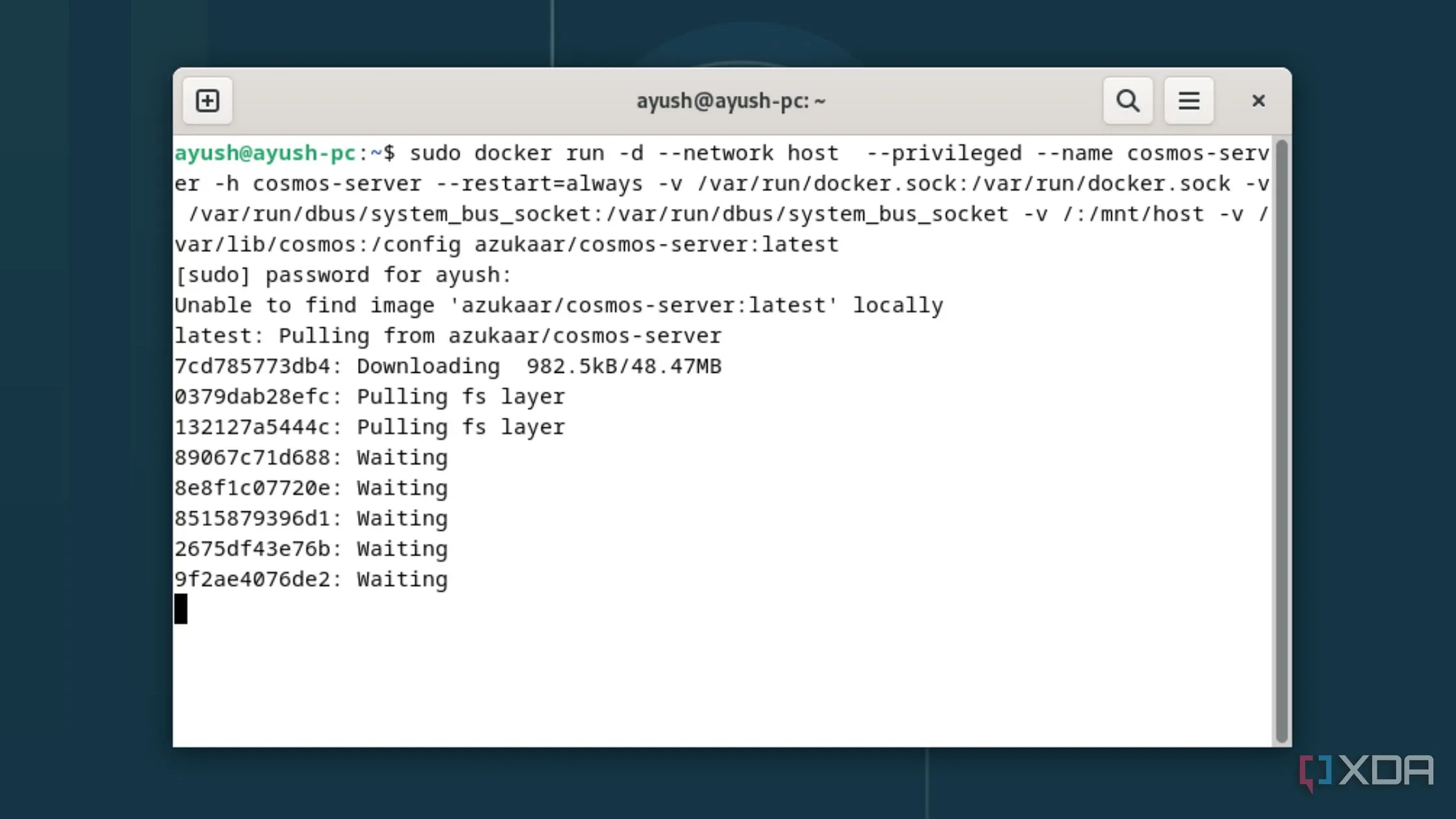 Triển khai Cosmos Server dưới dạng container Docker trên hệ điều hành Debian với các lệnh cài đặt cơ bản