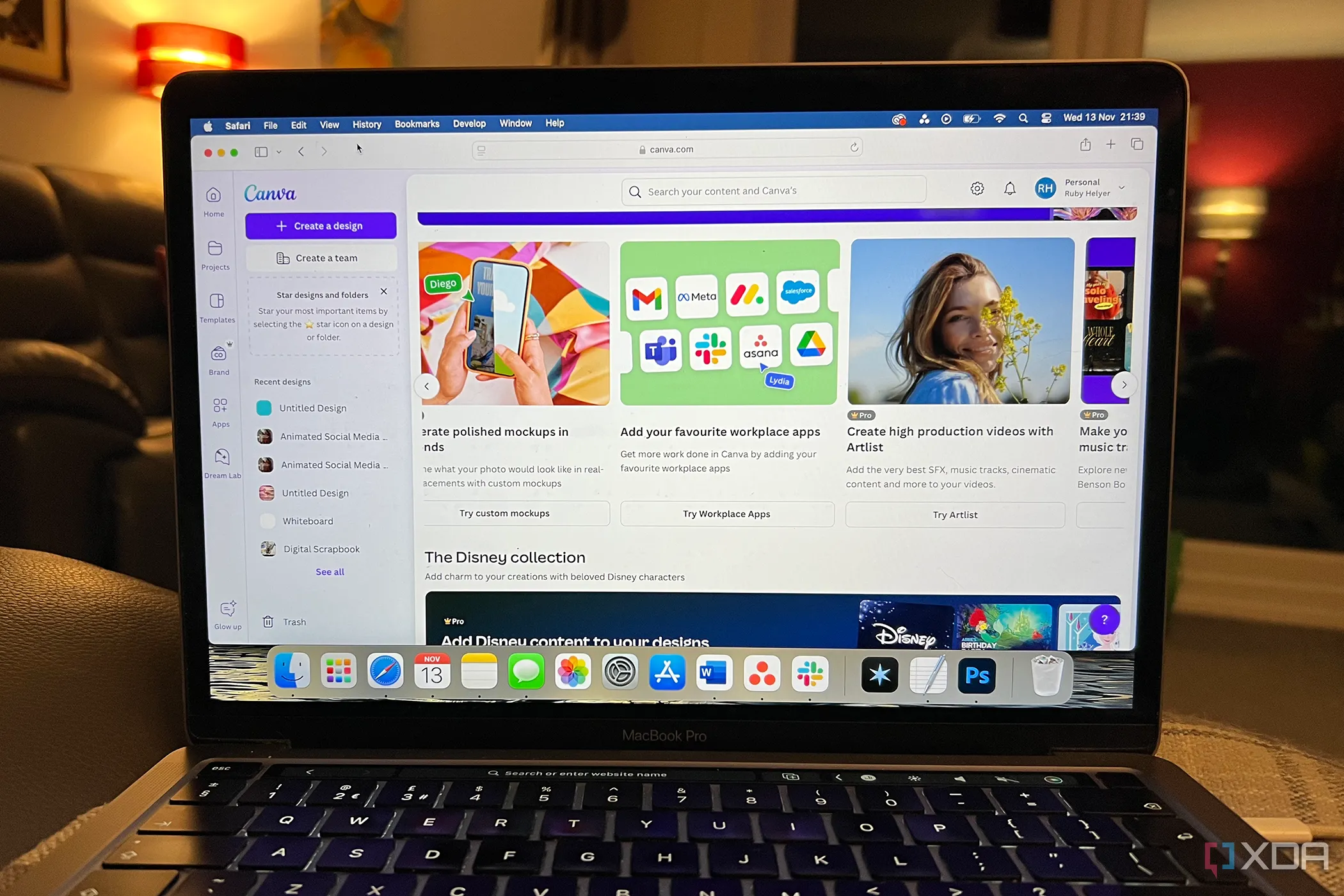 Ứng dụng Canva trên MacBook Pro