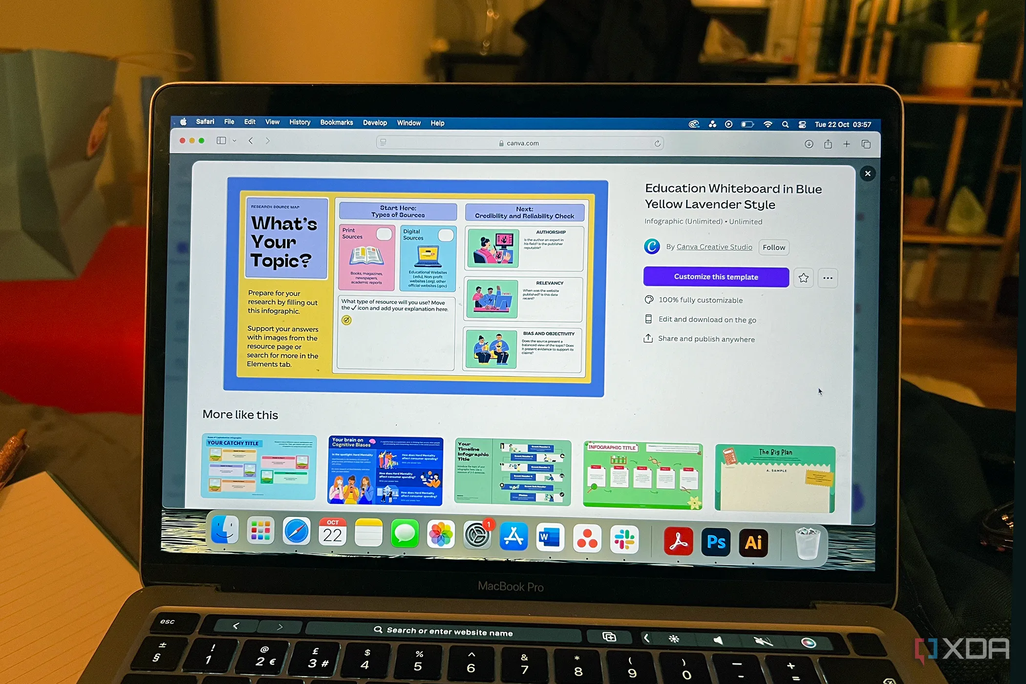 Ứng dụng Canva trên MacBook, thể hiện khả năng thiết kế đồ họa cho mạng xã hội