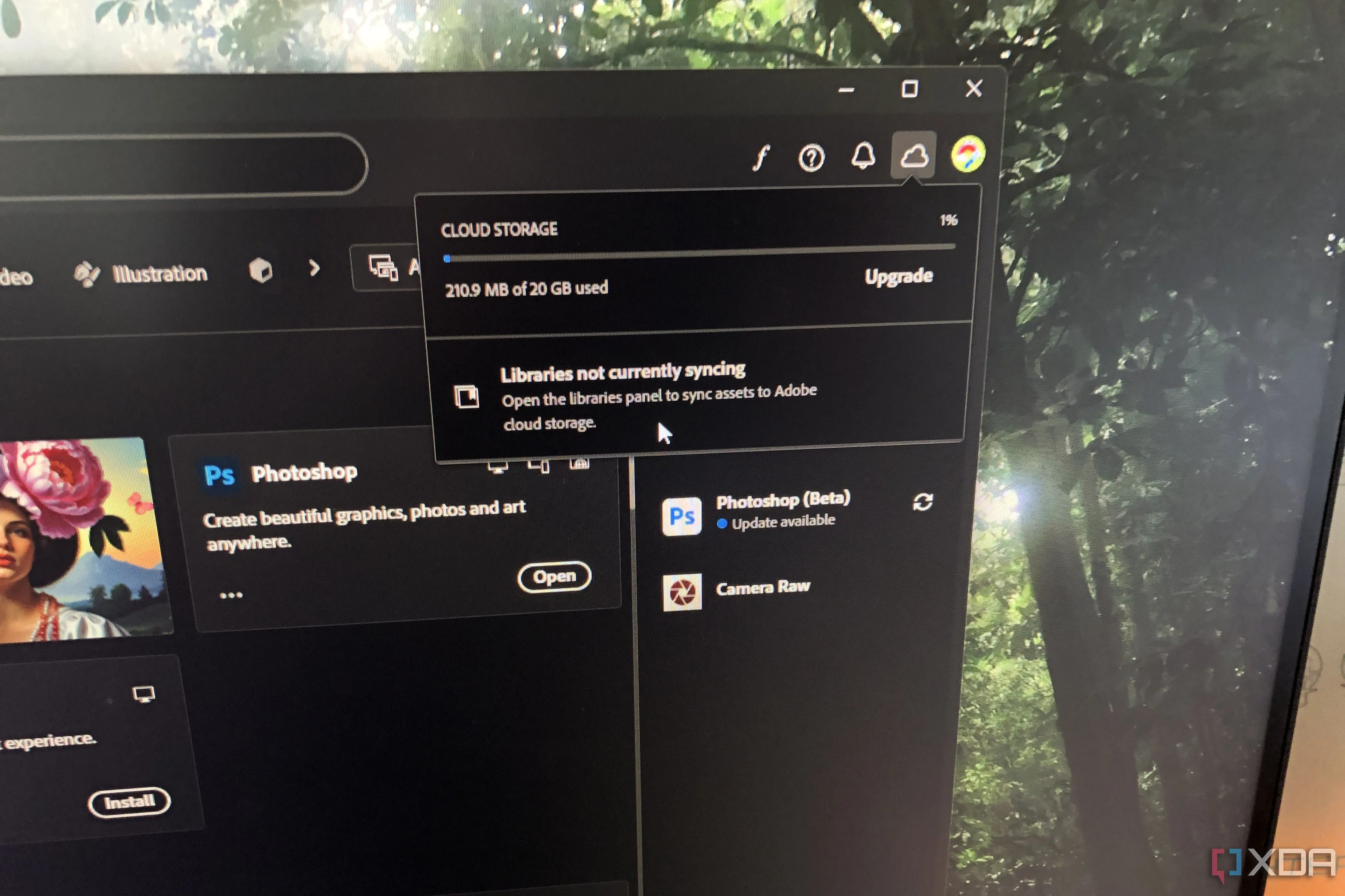 Ứng dụng Creative Cloud hiển thị thư viện không đồng bộ hóa