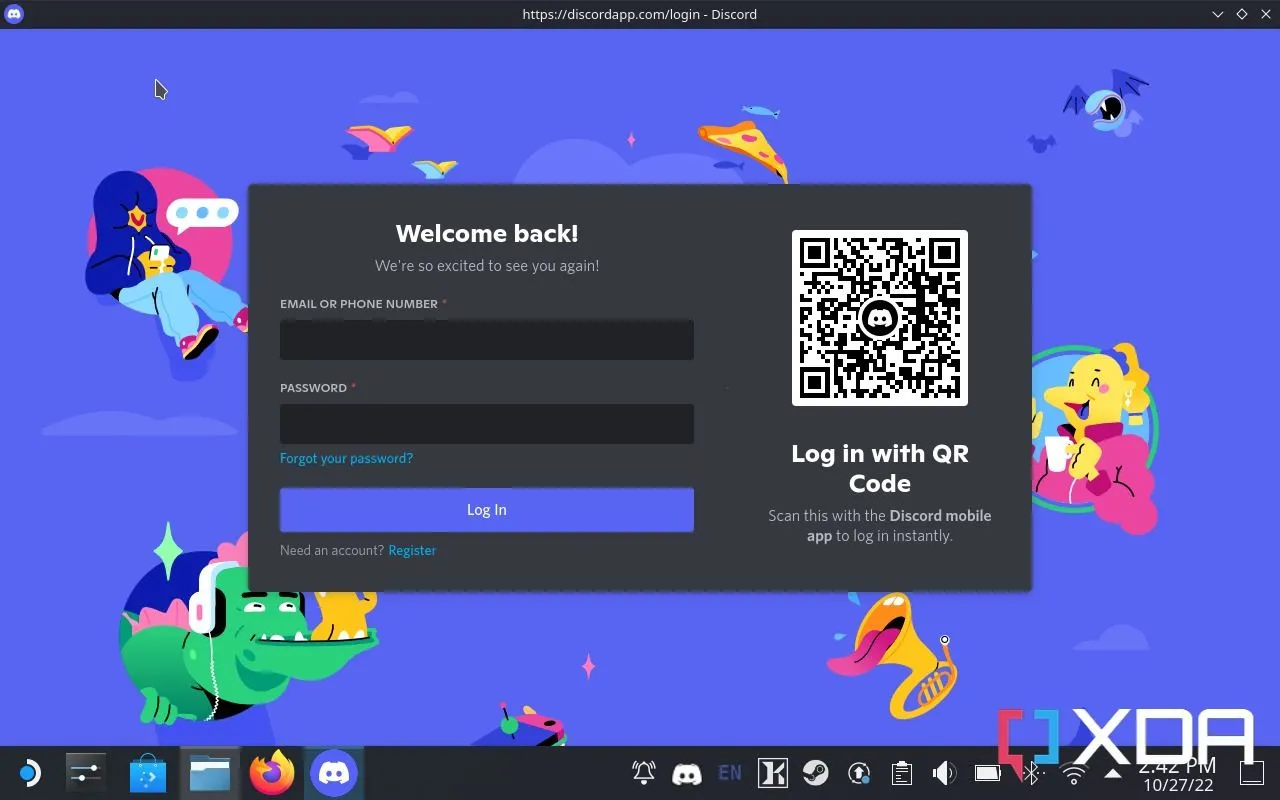 Ứng dụng Discord được hiển thị trên giao diện của Steam Deck, minh họa sự hiện diện rộng khắp của Discord