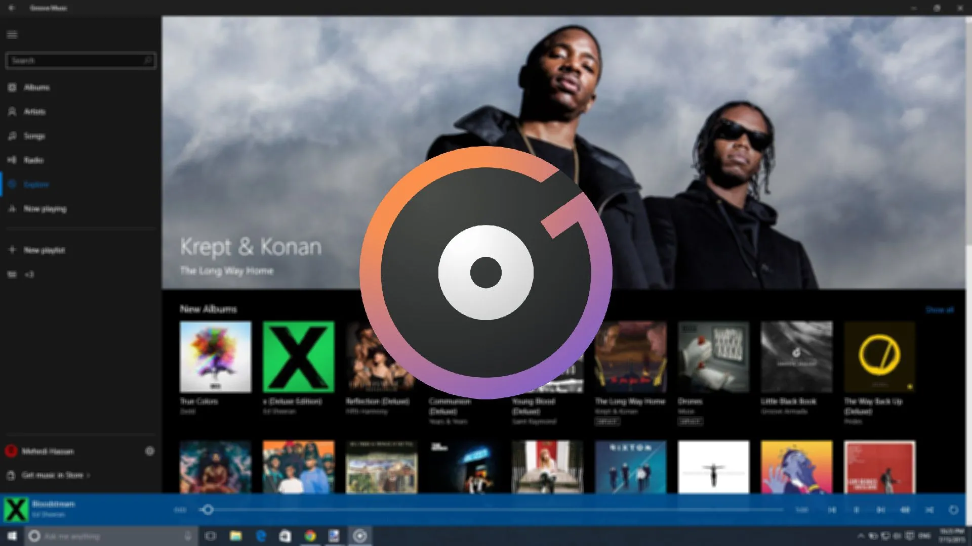 Ứng dụng Groove Music trên Windows với logo mới, thay thế Xbox Music.