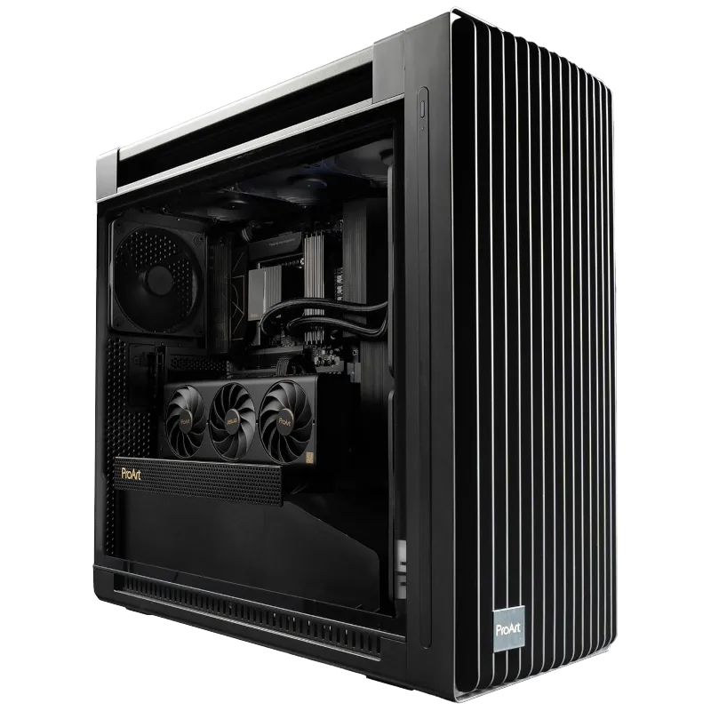 Vỏ case Asus ProArt PA602 với hai quạt lớn 200mm ở mặt trước, tối ưu luồng khí