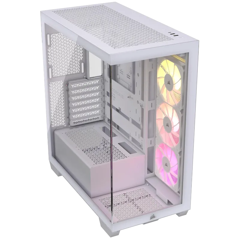 Vỏ case Corsair 3500X ARGB với thiết kế kính cường lực và không gian tối ưu cho việc đi dây PC.