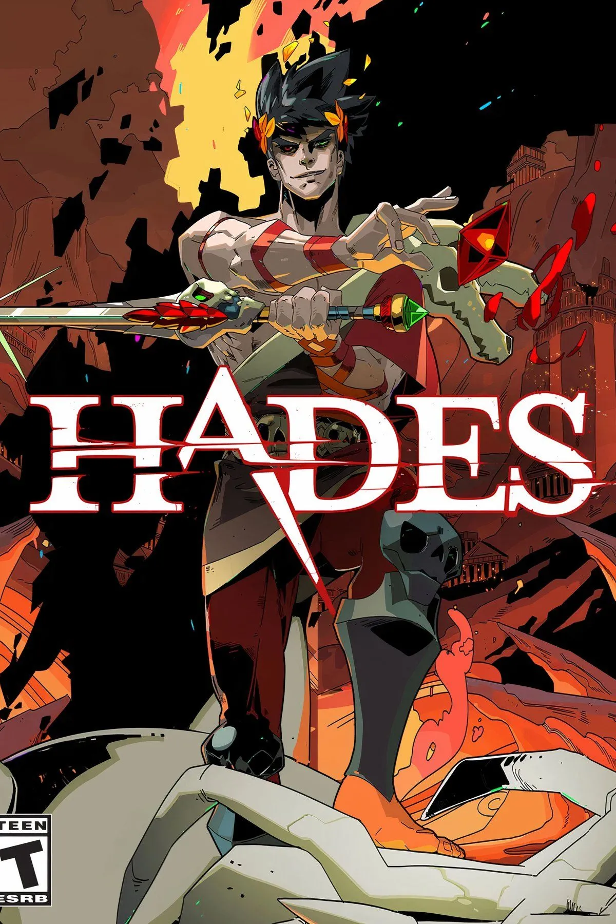 Zagreus, nhân vật chính của game Hades, chiến đấu với kẻ thù trong phong cách nghệ thuật đặc trưng của game